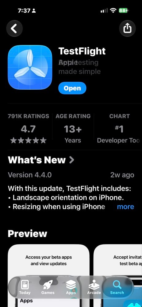 TestFlight in the App Store