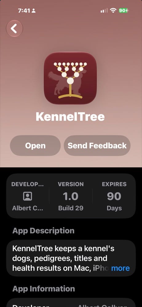 KennelTree in TestFlight